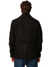 GIUBBOTTO GIACCA UOMO BLUSOTTO NARA IN PELLE SCAMOSCIATA CON COLLO REVER E 4 TASCHE APPLICATE DAVANTI