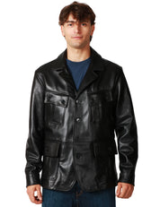 GIUBBOTTO GIACCA UOMO BLUSOTTO ALAN IN NAPPA CON COLLO REVER E 4 TASCHE DAVANTI