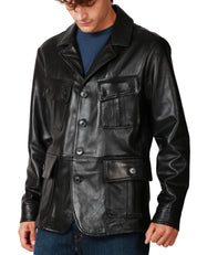 GIUBBOTTO GIACCA UOMO BLUSOTTO ALAN IN NAPPA CON COLLO REVER E 4 TASCHE DAVANTI