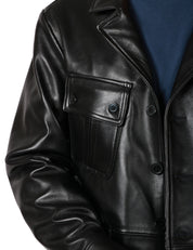 GIUBBOTTO GIACCA UOMO BLUSOTTO ALAN IN NAPPA CON COLLO REVER E 4 TASCHE DAVANTI