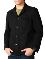 GIACCA UOMO BOLLANI NERA IN MISTO LANA CON COLLO REVER E TASCHE A TOPPA DAVANTI