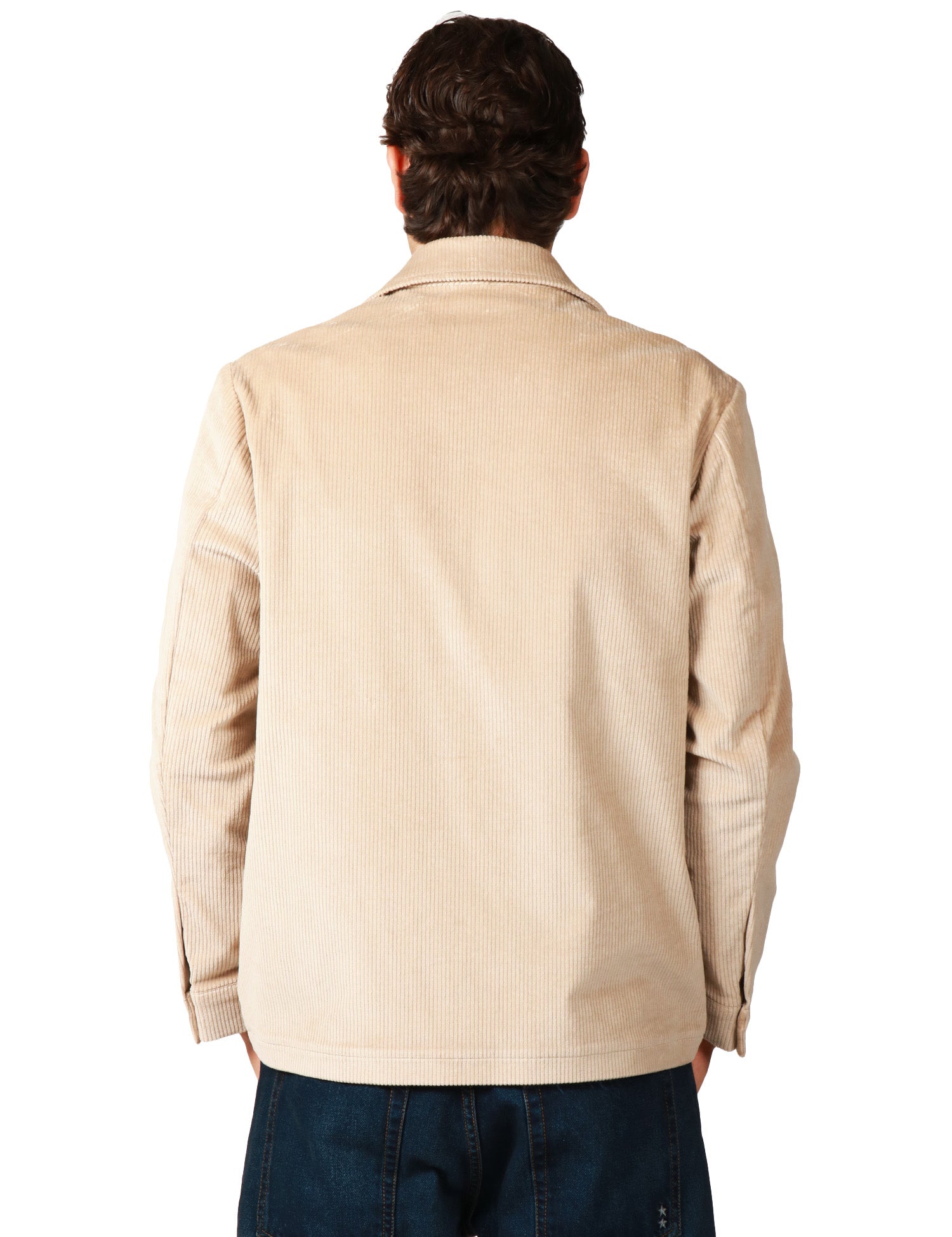 GIACCA UOMO BOLLANI BEIGE IN VELLUTO A COSTINE CON COLLETTO REVER E TASCHE A TOPPA