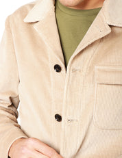 GIACCA UOMO BOLLANI BEIGE IN VELLUTO A COSTINE CON COLLETTO REVER E TASCHE A TOPPA