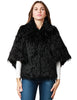 Mantella donna carla ruiz nera effetto pelliccia con collo e manica 3/4