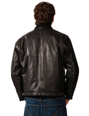 GIUBBOTTO UOMO D FOUR NERO IN PELLE MARTELLATA CON COLLETTO E ZIP METALLICA BIDIREZIONALE