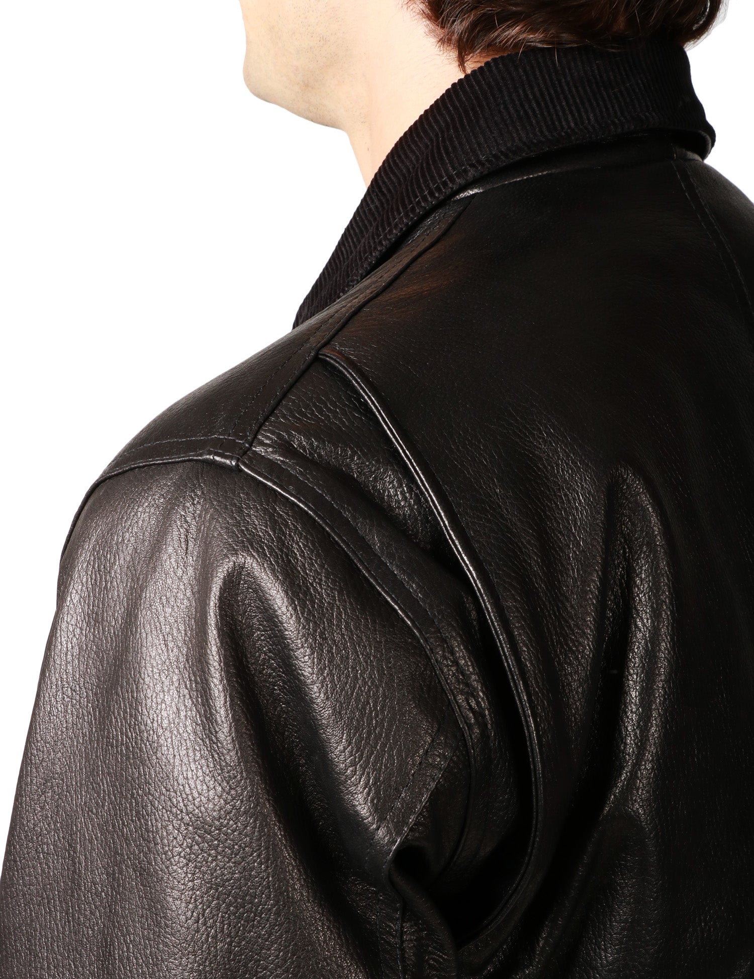 GIUBBOTTO UOMO D FOUR NERO IN PELLE MARTELLATA CON COLLETTO E ZIP METALLICA BIDIREZIONALE