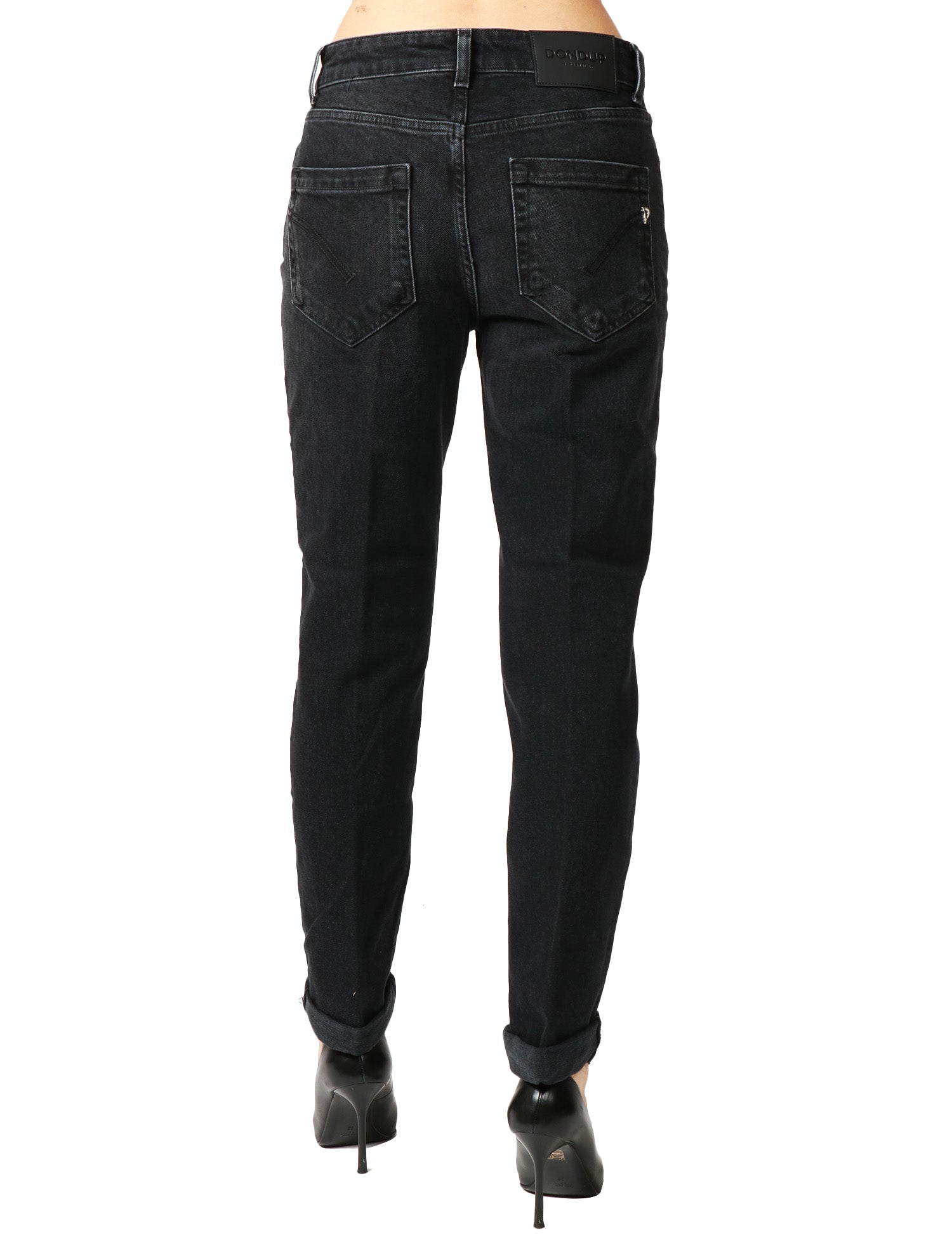 JEANS DONNA DONDUP KOONS BLACK DENIM CON BOTTONIERA GIOIELLO