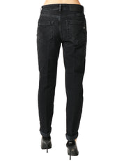 JEANS DONNA DONDUP KOONS BLACK DENIM CON BOTTONIERA GIOIELLO
