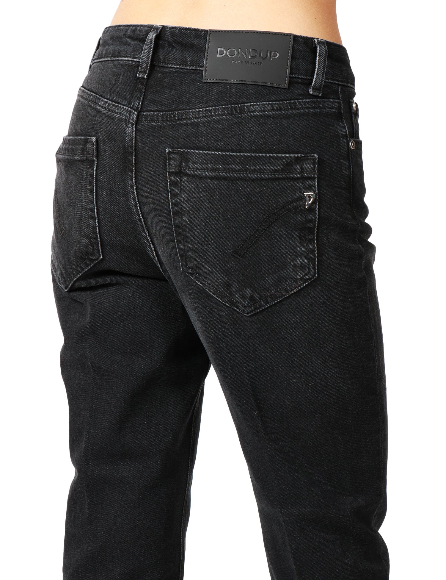 JEANS DONNA DONDUP KOONS BLACK DENIM CON BOTTONIERA GIOIELLO