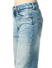 JEANS DONNA DONDUP BEATRIX DENIM CHIARO WIDE LEG FIT CON GAMBA A PALAZZO IN DENIM STRETCH RICICLATO