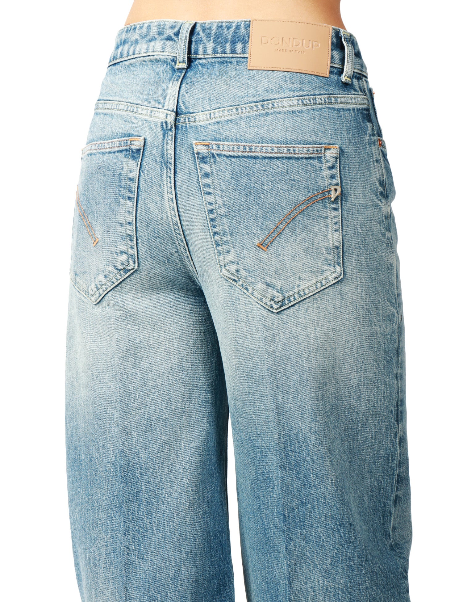 JEANS DONNA DONDUP BEATRIX DENIM CHIARO WIDE LEG FIT CON GAMBA A PALAZZO IN DENIM STRETCH RICICLATO
