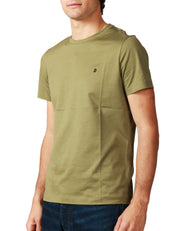 T-SHIRT UOMO DONDUP MILITARE GIROCOLLO IN JERSEY FIAMMATO CON D LOGO SUL PETTO