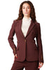 Giacca donna elisabetta franchi merlot con spalle strutturate e accessori gioiello sui fianchi