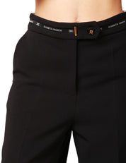 PANTALONE DONNA ELISABETTA FRANCHI NERO A PALAZZO CON NASTRO LOGATO IN VITA