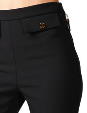 PANTALONE DONNA ELISABETTA FRANCHI NERO CON PATTE IMPREZIOSITE DA BOTTONI LOGATI