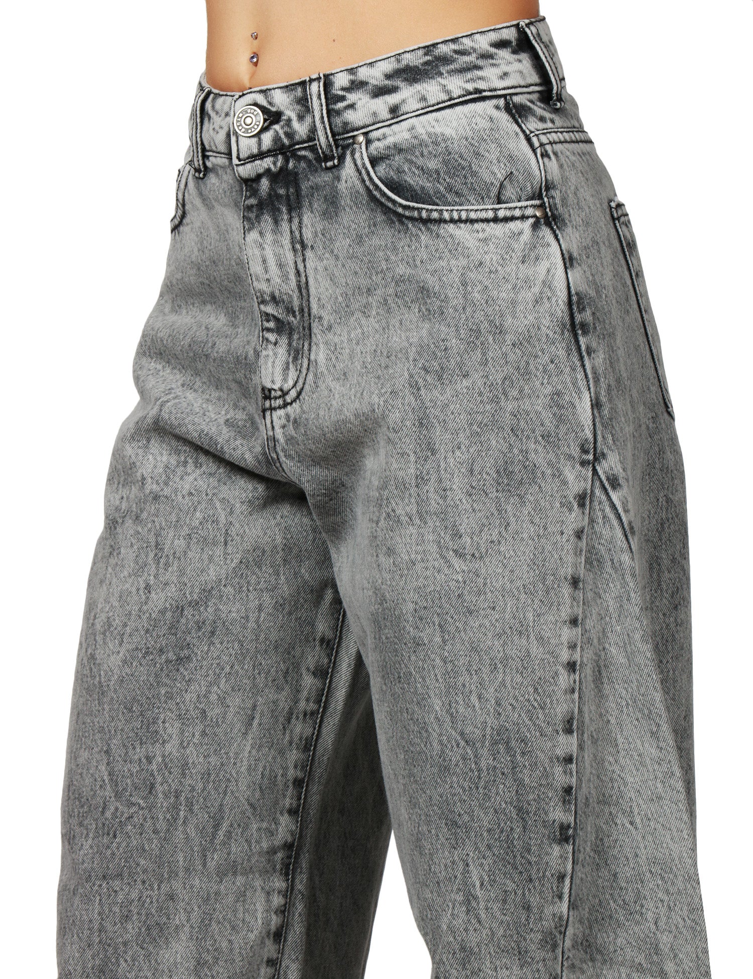 JEANS DONNA GOD SAVE DENIM NEMESI 1 BLACK DENIM BALLON CON CUCITURA SPICCHIO E TAGLIO VIVO