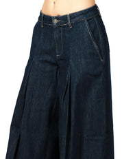 JEANS DONNA GOD SAVE DENIM OLIMPIA BLU SCURO CON GAMBA MOLTO AMPIA E PIEGA DAVANTI