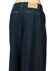 JEANS DONNA GOD SAVE DENIM OLIMPIA BLU SCURO CON GAMBA MOLTO AMPIA E PIEGA DAVANTI