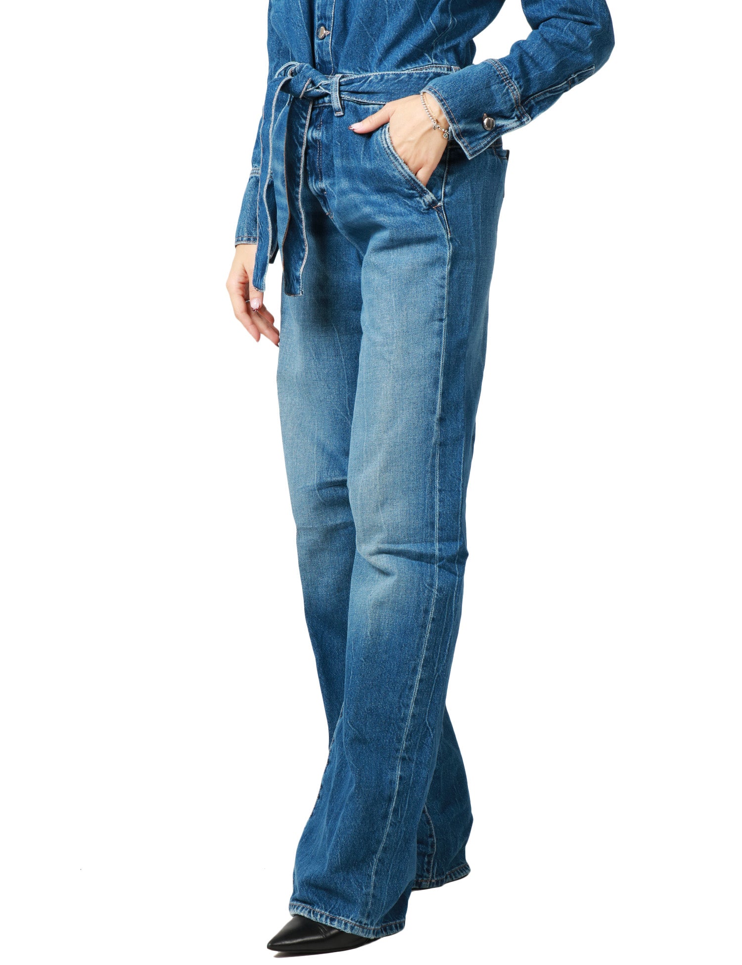 TUTA INTERA DONNA ICON DENIM INDIE LAVAGGIO MEDIO CON EFFETTO VINTAGE E FUSCIACCA IN VITA