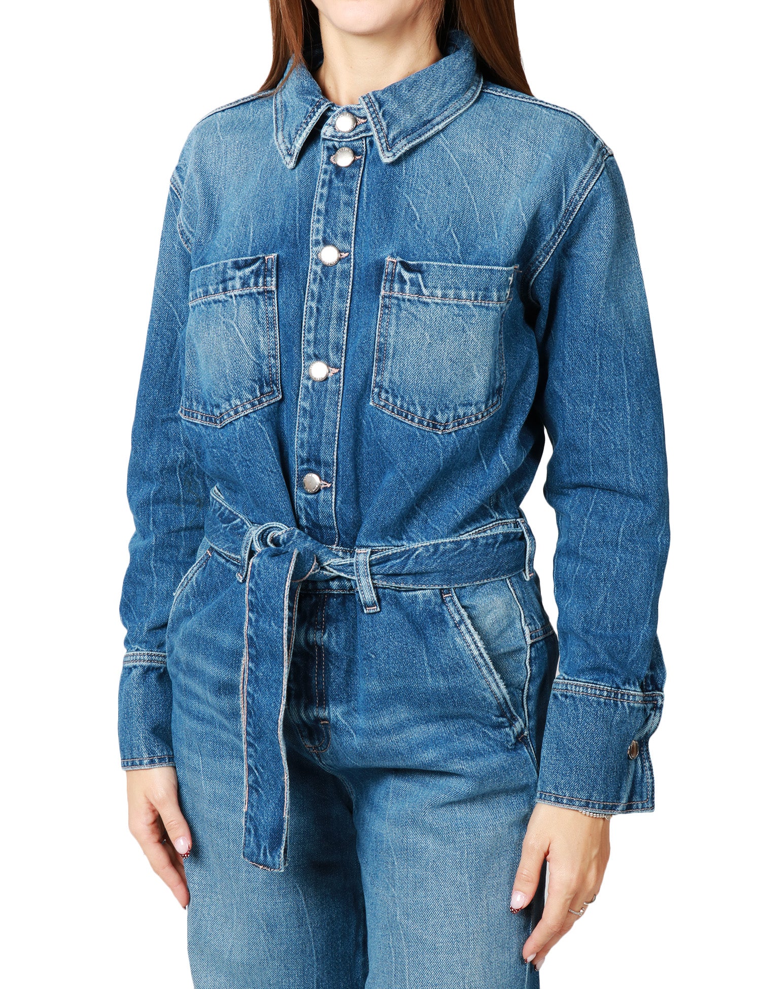 TUTA INTERA DONNA ICON DENIM INDIE LAVAGGIO MEDIO CON EFFETTO VINTAGE E FUSCIACCA IN VITA