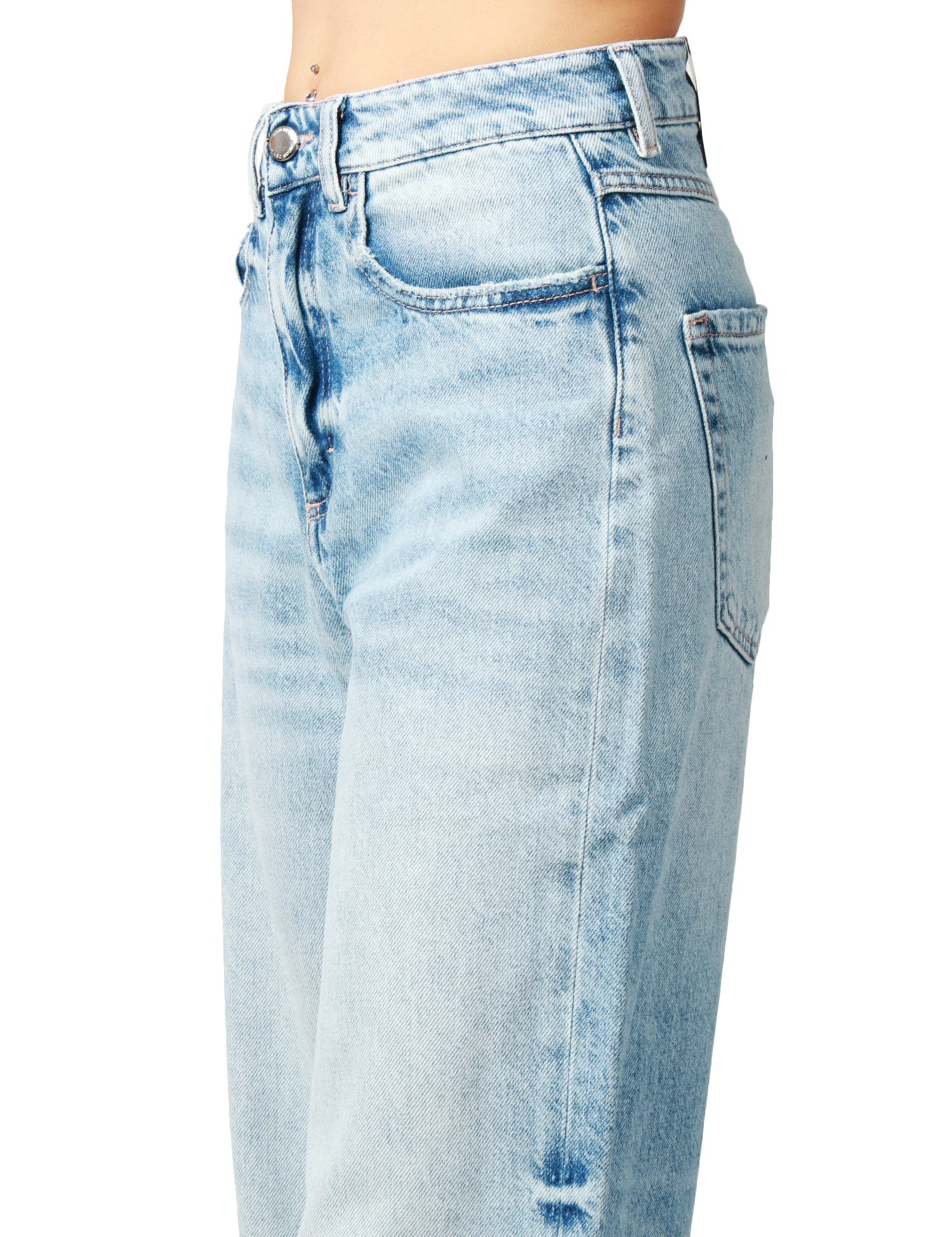 JEANS DONNA ICON DENIM KIKI LAVAGGIO CHIARO GAMBA A PALAZZO CON MAXI RISVOLTO