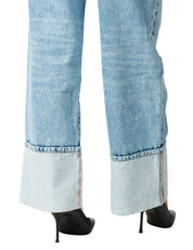 JEANS DONNA ICON DENIM KIKI LAVAGGIO CHIARO GAMBA A PALAZZO CON MAXI RISVOLTO