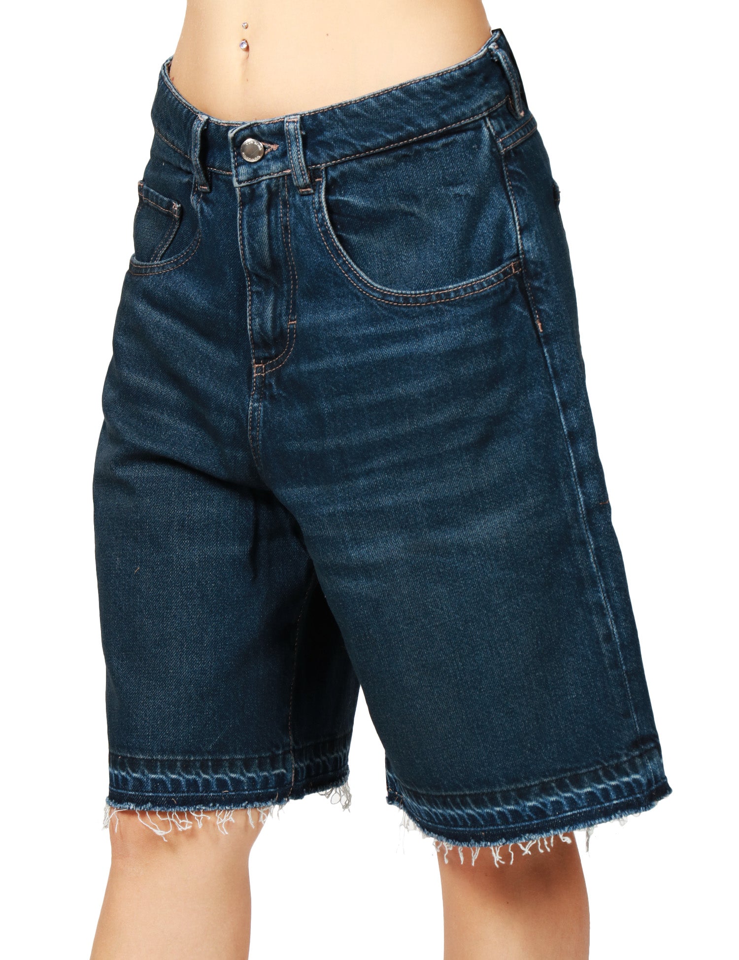 BERMUDA DONNA ICON DENIM LULU LAVAGGIO SCURO CON ORLO SFRANGIATO