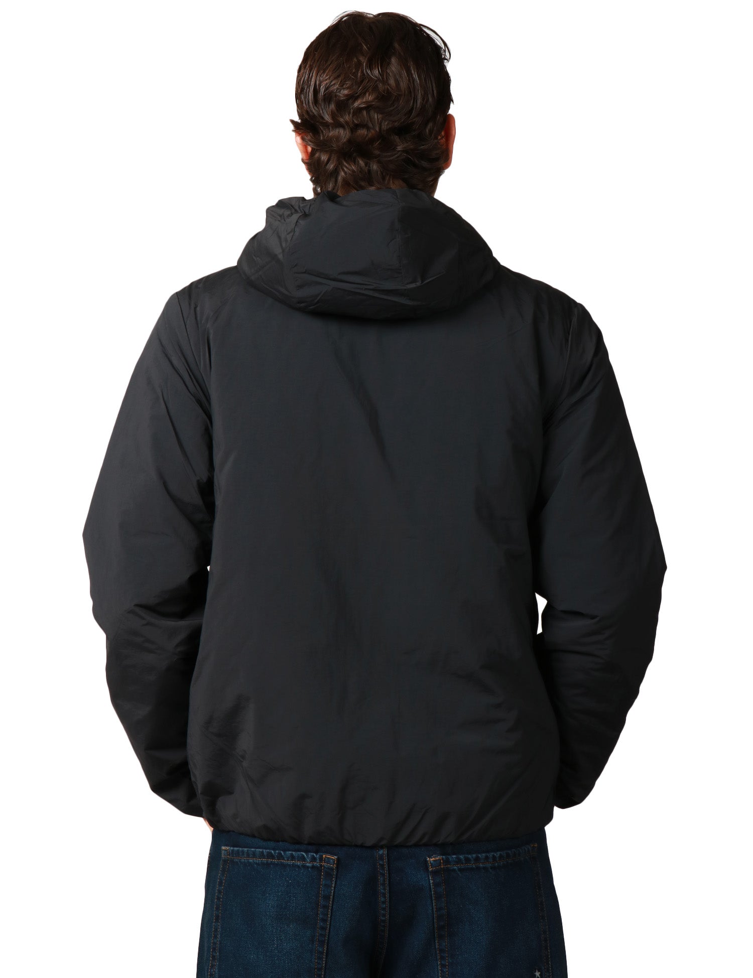 GIUBBOTTO UOMO K-WAY NERO IMPERMEABILE E ANTIVENTO CON IMBOTTITURA PRIMALOFT, ZIP E CAPPUCCIO