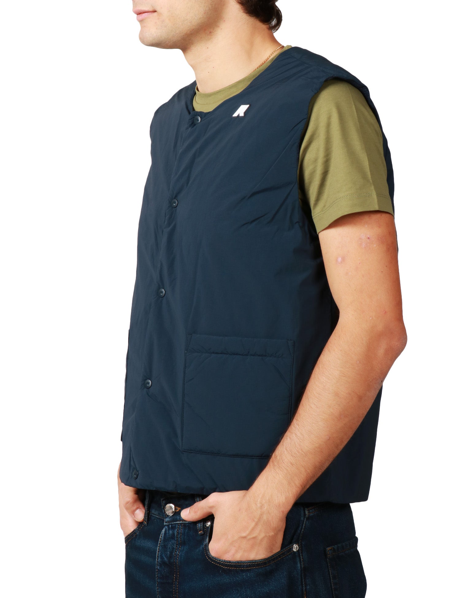 GILET UOMO K-WAY VALTY PLAIN WARM BLU SCURO IDROREPELLENTE E ANTIVENTO CON IMBOTTITURA TRAPUNTATA IN PRIMALOFT