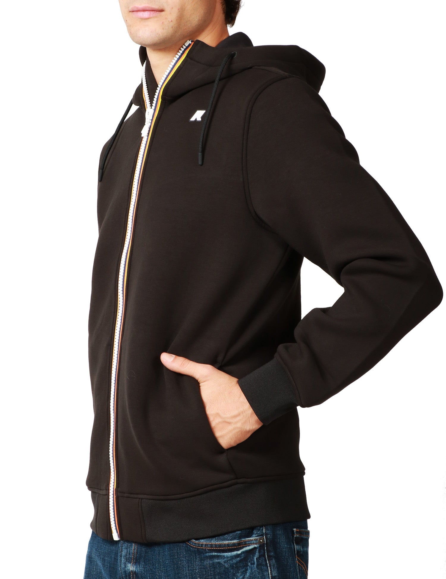 GIUBBINO UOMO K-WAY RAINER SPACER NERO IN SCUBA LEGGERO CON CAPPUCCIO E ZIP