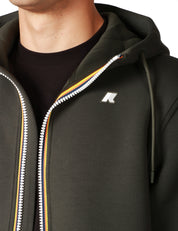 GIUBBINO UOMO K-WAY RAINER GREEN BLACK IN SCUBA LEGGERO CON CAPPUCCIO