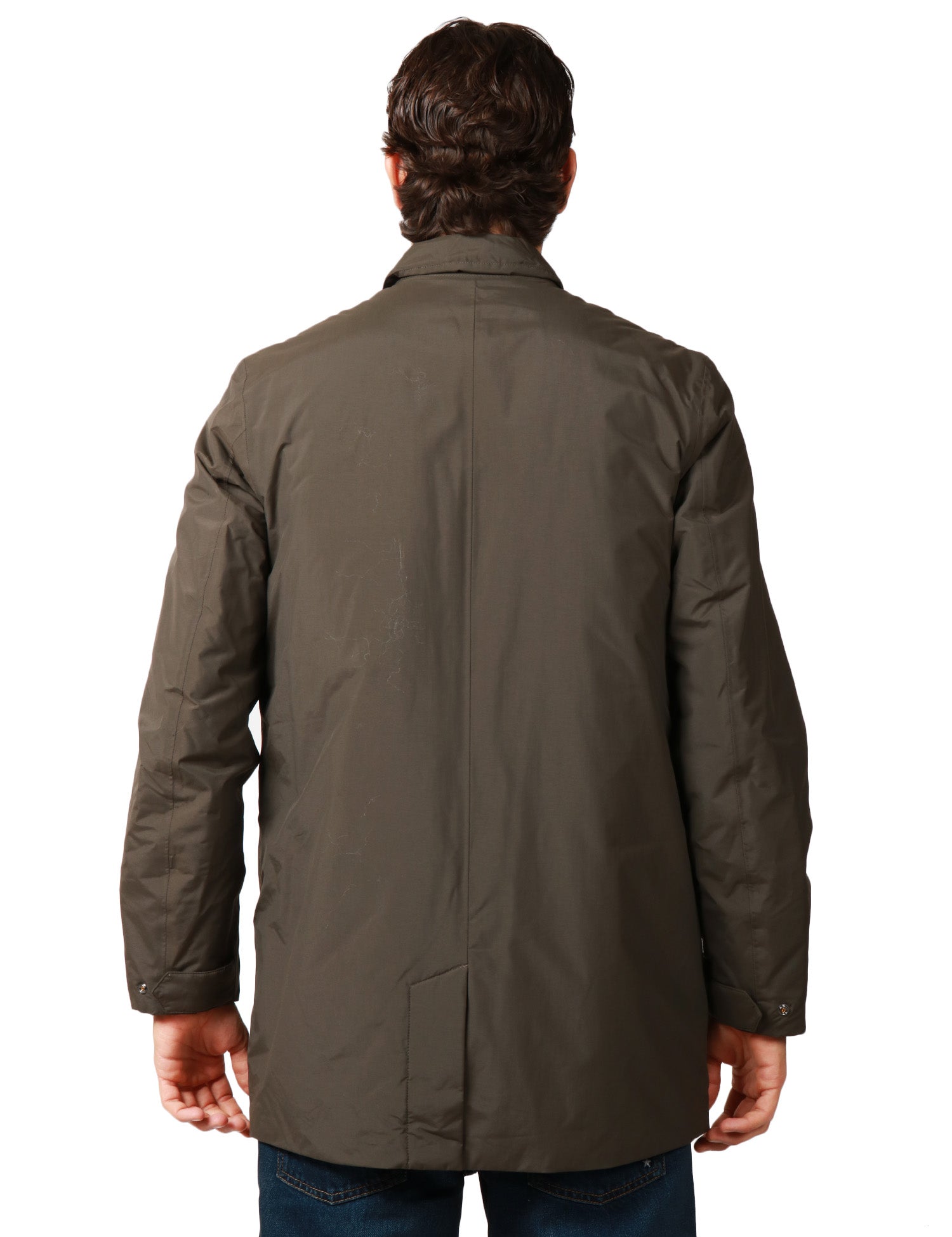 GIUBBOTTO UOMO K-WAYBENNY WARM BLACK OLIVE CON COLLETTO, IN NYLON IMPERMEABILE E ANTIVENTO CON IMBOTTITURA MISTA