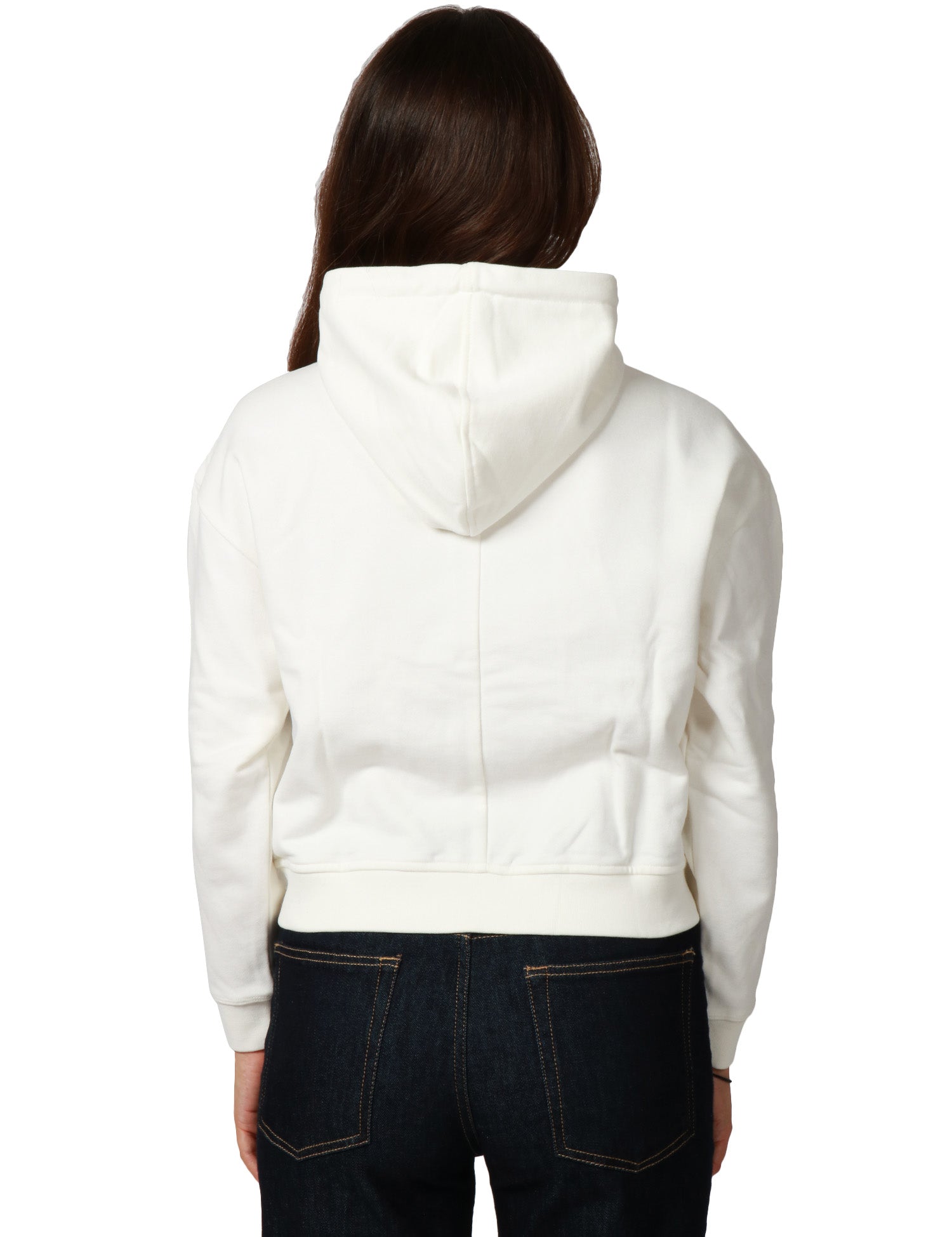 FELPA DONNA K-WAY ARWEN WHITE CON CAPPUCCIO E ZIP IN FELPA DI COTONE