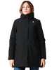 Giubbotto donna k-way marla st warm nero lunghezza media con collo alto e cappuccio integrato