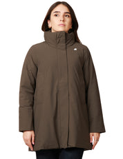 GIUBBOTTO DONNA K-WAY MARLA BLACK OLIVE IMPERMEABILE E ANTIVENTO CON COLLO ALTO E CAPPUCCIO INTEGRATO