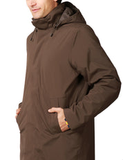 GIUBBOTTO UOMO K-WAY THOMAL BLACK OLIVE IN TESSUTO STRETCH A TRE STARATI CON CAPPUCCIO RIMOVIBILE E IMBOTTITURA TRAPUNTATA