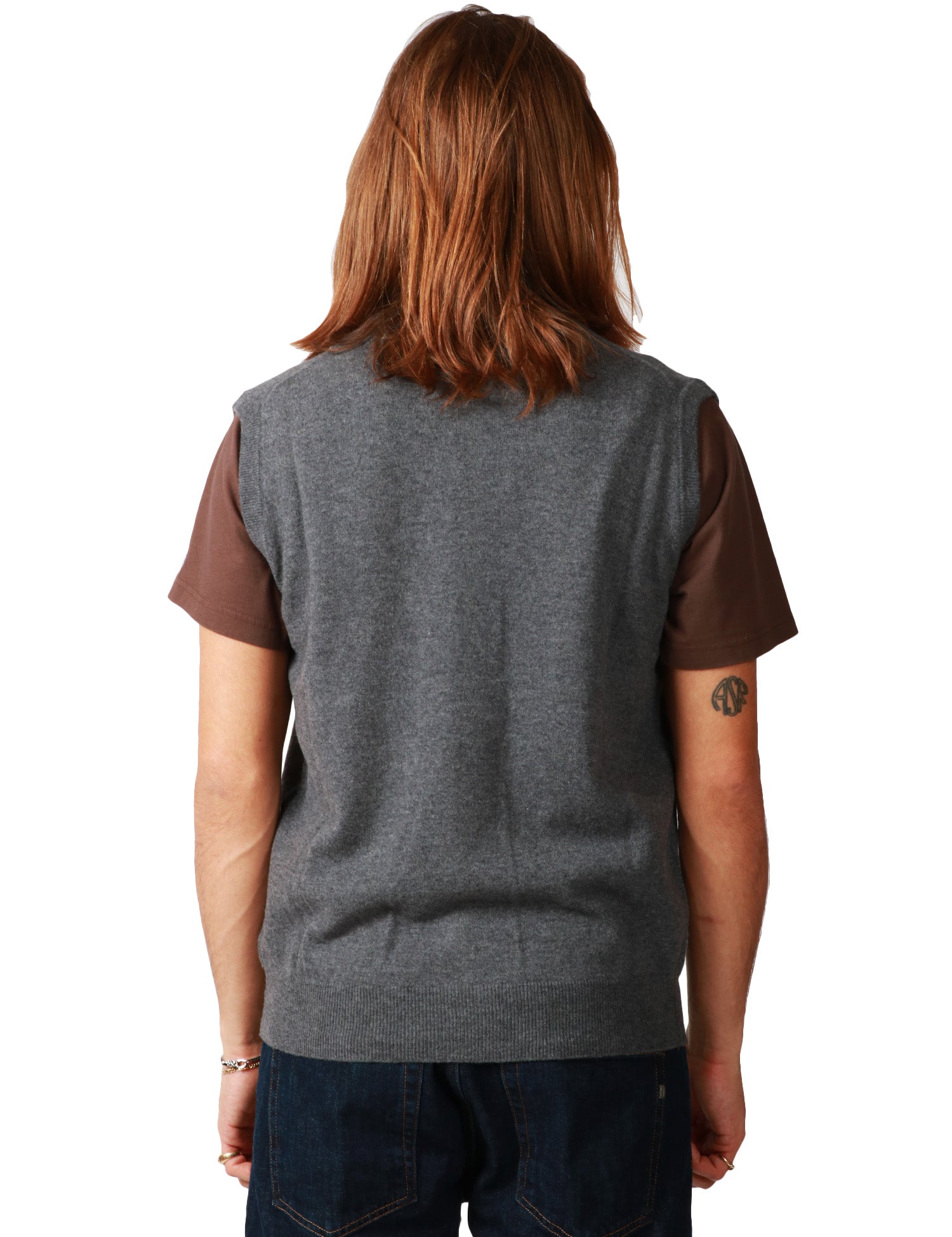 GILET UOMO KANGRA GRIGIO FUMO IN LANA CON COLLO ALTO E ZIP CENTRALE