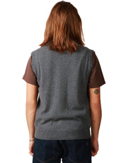 GILET UOMO KANGRA GRIGIO FUMO IN LANA CON COLLO ALTO E ZIP CENTRALE