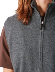 GILET UOMO KANGRA GRIGIO FUMO IN LANA CON COLLO ALTO E ZIP CENTRALE