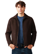 GIUBBOTTO UOMO RENAVINE MANIFATTURE PINE WOOL MORO IN LANA CON COLLETTO E ZIP