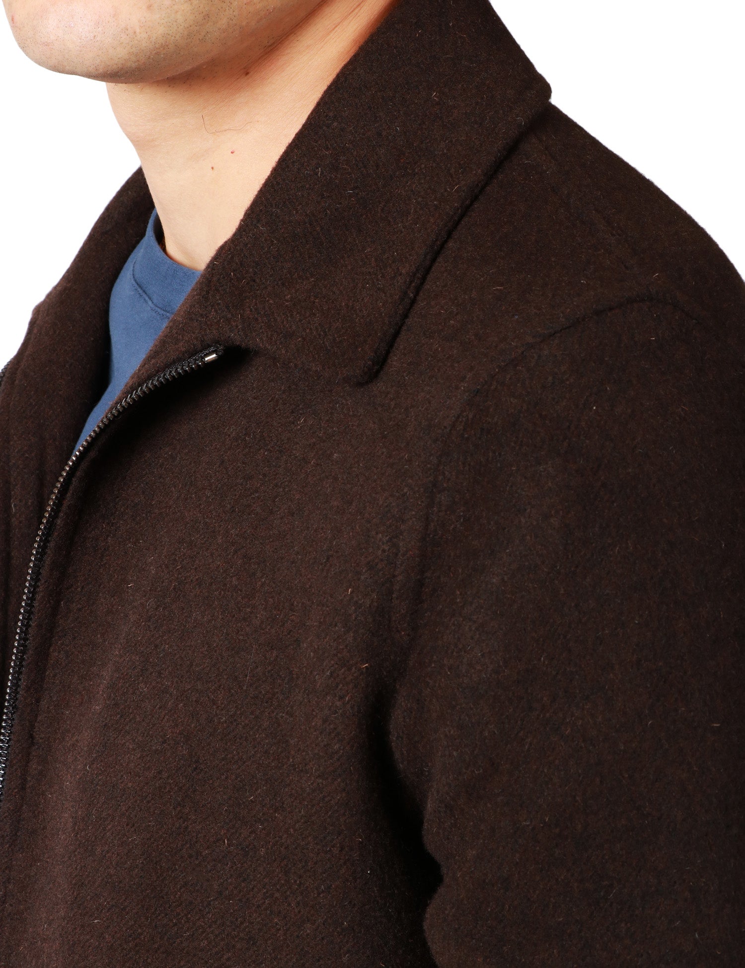 GIUBBOTTO UOMO RENAVINE MANIFATTURE PINE WOOL MORO IN LANA CON COLLETTO E ZIP