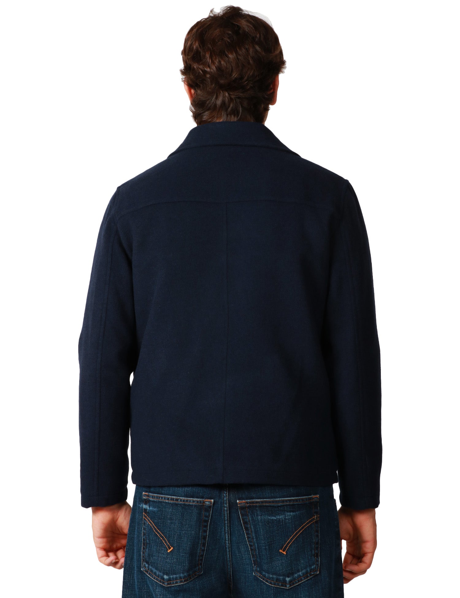 GIUBBOTTO UOMO MANIFATTURE RENAVINE PINE WOOL BLU NAVY CON COLLETTO E ZIP