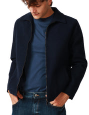 GIUBBOTTO UOMO MANIFATTURE RENAVINE PINE WOOL BLU NAVY CON COLLETTO E ZIP