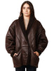 Eco-montone donna nineminutes brown shearling con due bottoni e manica voluminosa
