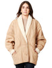 Ecomontone donna nineminutes coffee shearling con due bottoni e manica voluminosa