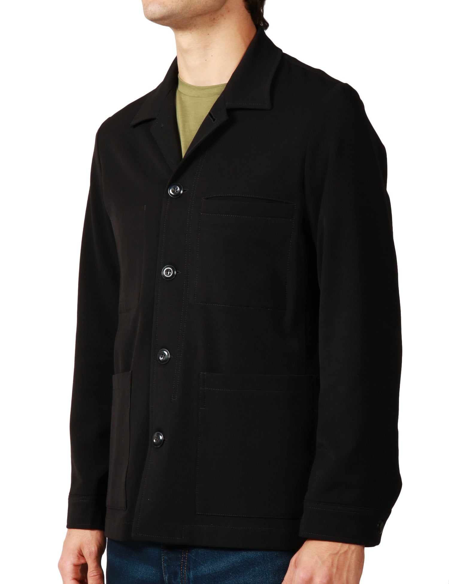 GIACCA UOMO OFFICINA 36 DANA NERA MONOPETTO CON COLLETTO REVER E TASCHE A TOPPA DAVANTI