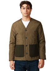 GIUBBOTTO UOMO OFFICINA 36 MILITARE IN NYLON TRAPUNTATO CON TASCHE IN LANA A TOPPA APPLICATE