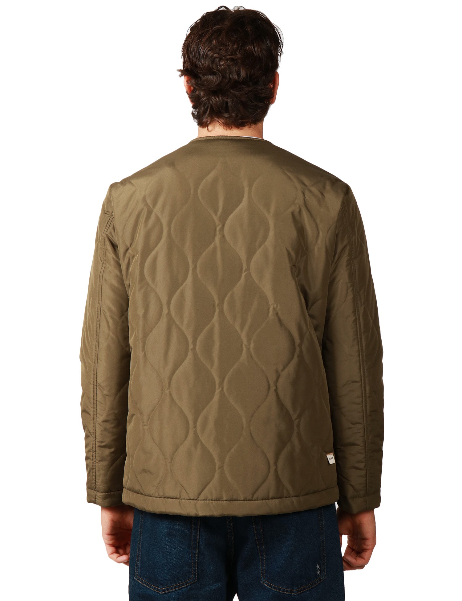 GIUBBOTTO UOMO OFFICINA 36 MILITARE IN NYLON TRAPUNTATO CON TASCHE IN LANA A TOPPA APPLICATE