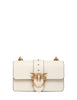 Borsa pinko mini love bag icon bianca in pelle mano seta con borchie e fibbia love birds oro
