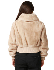 BOMBER DONNA PINKO BAGELS BEIGE IN ECOPELLICCIA CON ZIP E DETTAGLI IN NAPPA